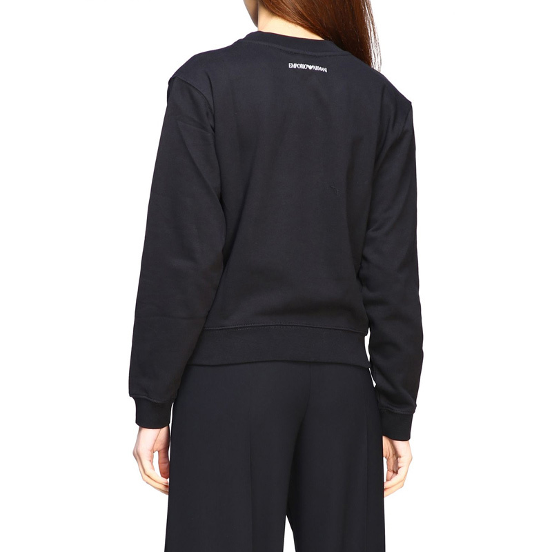 商品Emporio Armani|EMPORIO ARMANI 女士黑色logo长袖圆领卫衣 3H2M8Z-2J49Z-0999,价格¥738,第1张图片