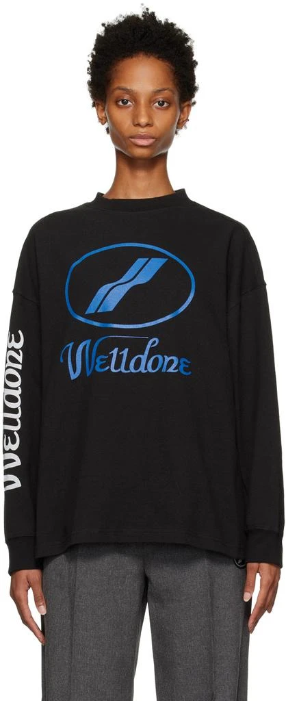 商品We11done|Black Print Long Sleeve T-Shirt,价格¥766,第1张图片