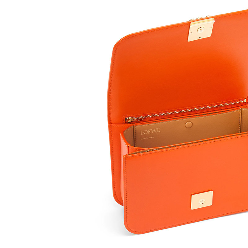 【预售3-7天】LOEWE/罗意威 22新款Goya系列 女士橙色真丝小牛皮金属徽标磁扣单肩斜挎包A896N01X03-9100商品第5张图片规格展示