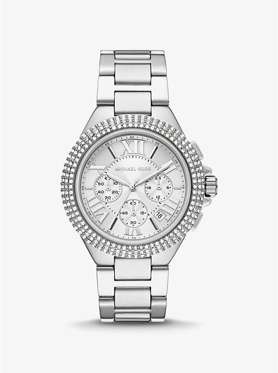 商品Michael Kors|Oversized Camille Pavé Silver-Tone Watch,价格¥1654,第1张图片