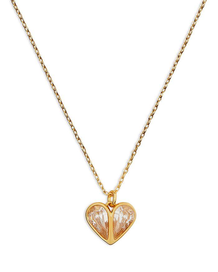 Rock Solid Crystal Heart Mini Pendant Necklace in Gold Tone, 17"-20"商品第1张图片规格展示