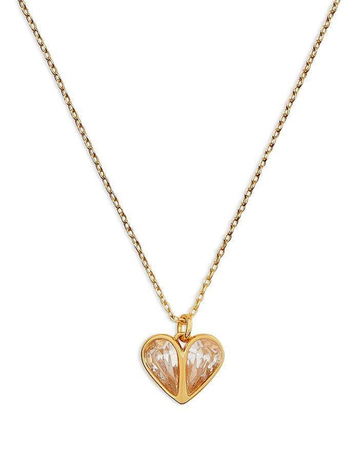 商品Kate Spade|Rock Solid Crystal Heart Mini Pendant Necklace in Gold Tone, 17"-20",价格¥559,第1张图片