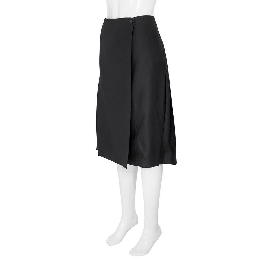 Black Pleated Wrap Skirt商品第2张图片规格展示