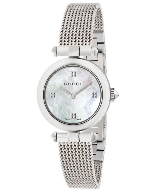 商品Gucci|Gucci Diamantissima Mother of Pearl Dial Stainless Steel Women's Watch YA141504,价格¥6730,第1张图片