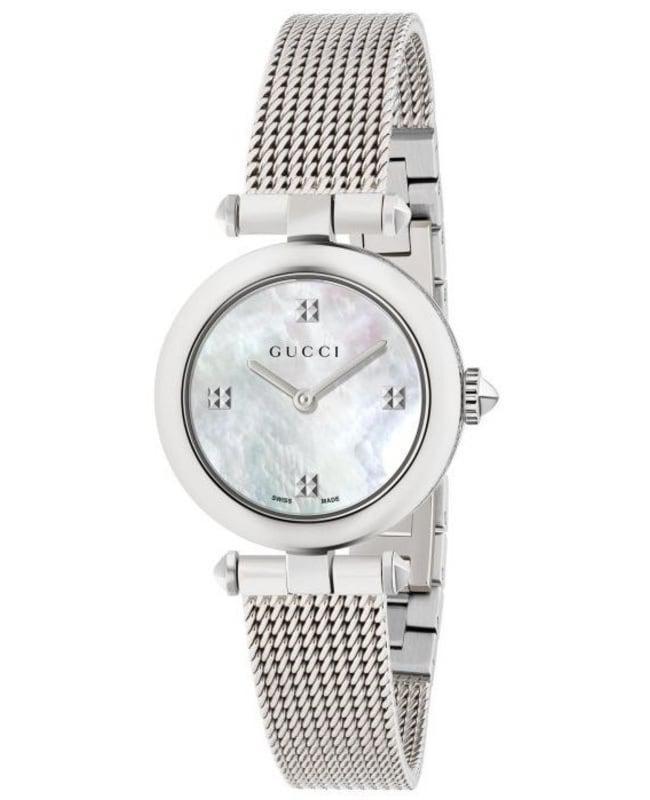 商品Gucci|Gucci Diamantissima Mother of Pearl Dial Stainless Steel Women's Watch YA141504,价格¥7416,第1张图片