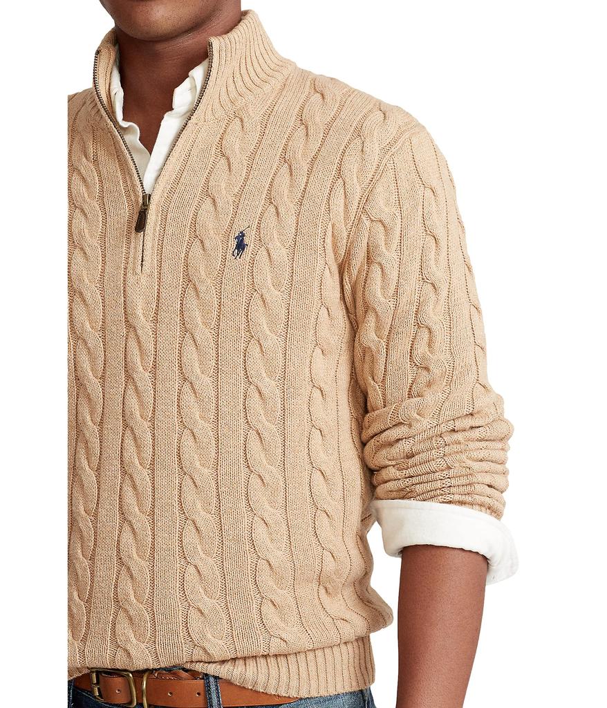 Cable-Knit Cotton Quarter-Zip Sweater商品第3张图片规格展示