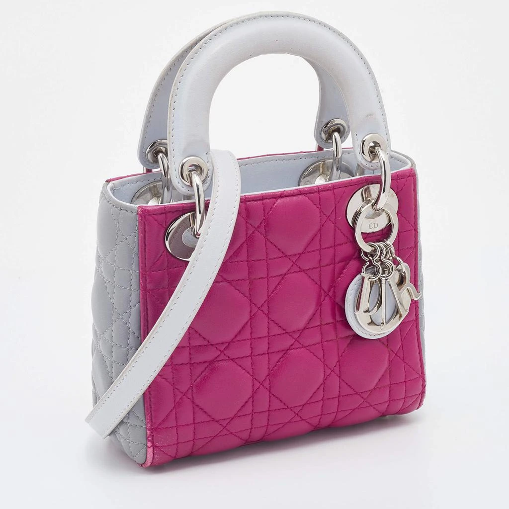商品[二手商品] Dior|Dior Pink/Grey Cannage Leather Mini Lady Dior Tote,价格¥13463,第3张图片详细描述
