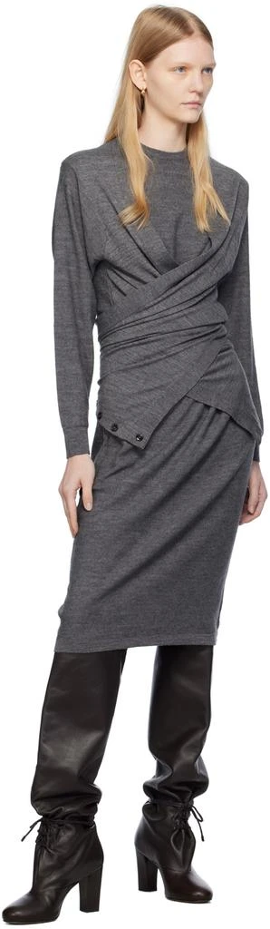 商品Lemaire|SSENSE Exclusive Gray Trompe L'Œil Midi Dress,价格¥1697,第4张图片详细描述