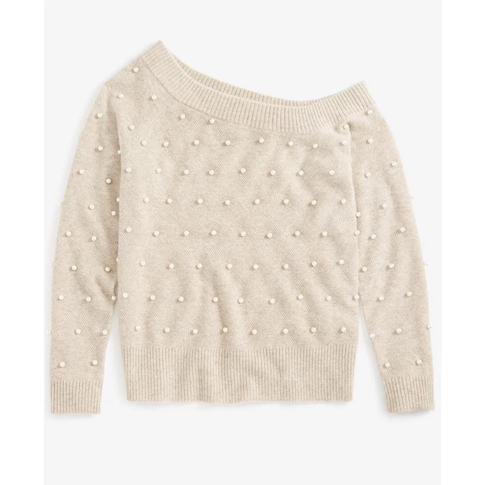 商品Charter Club|Women's 100% Cashmere Embellished One-Shoulder Sweater, Created for Macy's,价格¥690,第4张图片详细描述