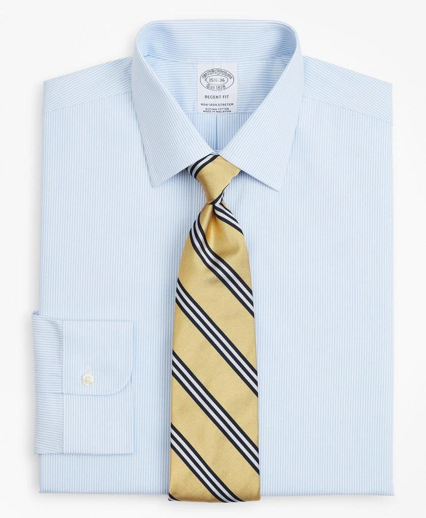 商品Brooks Brothers|Stretch Regent Regular-Fit  Dress Shirt, Non-Iron Poplin Ainsley Collar Fine Stripe,价格¥377,第1张图片