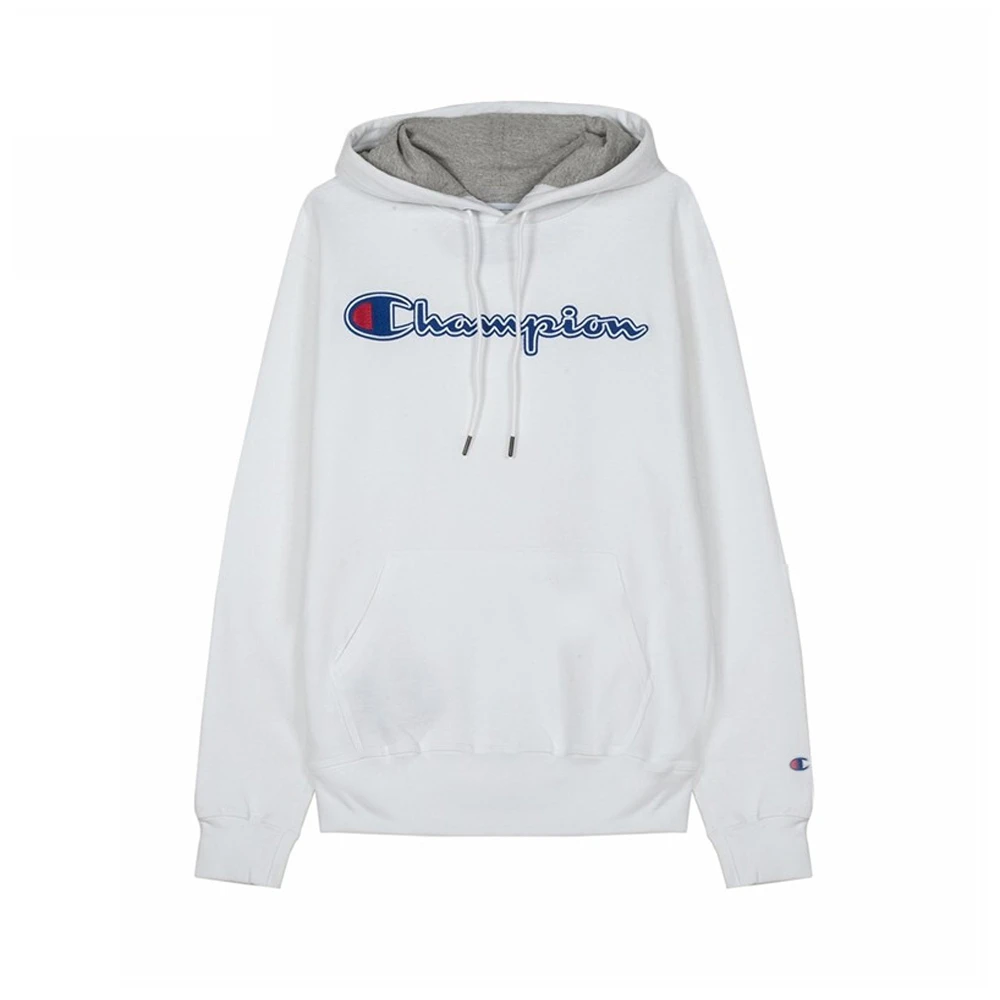 商品[国内直发] CHAMPION|CHAMPION 男士贴标草写logo纯色加绒连帽卫衣 GF89H-Y07416-WHC,价格¥240,第1张图片