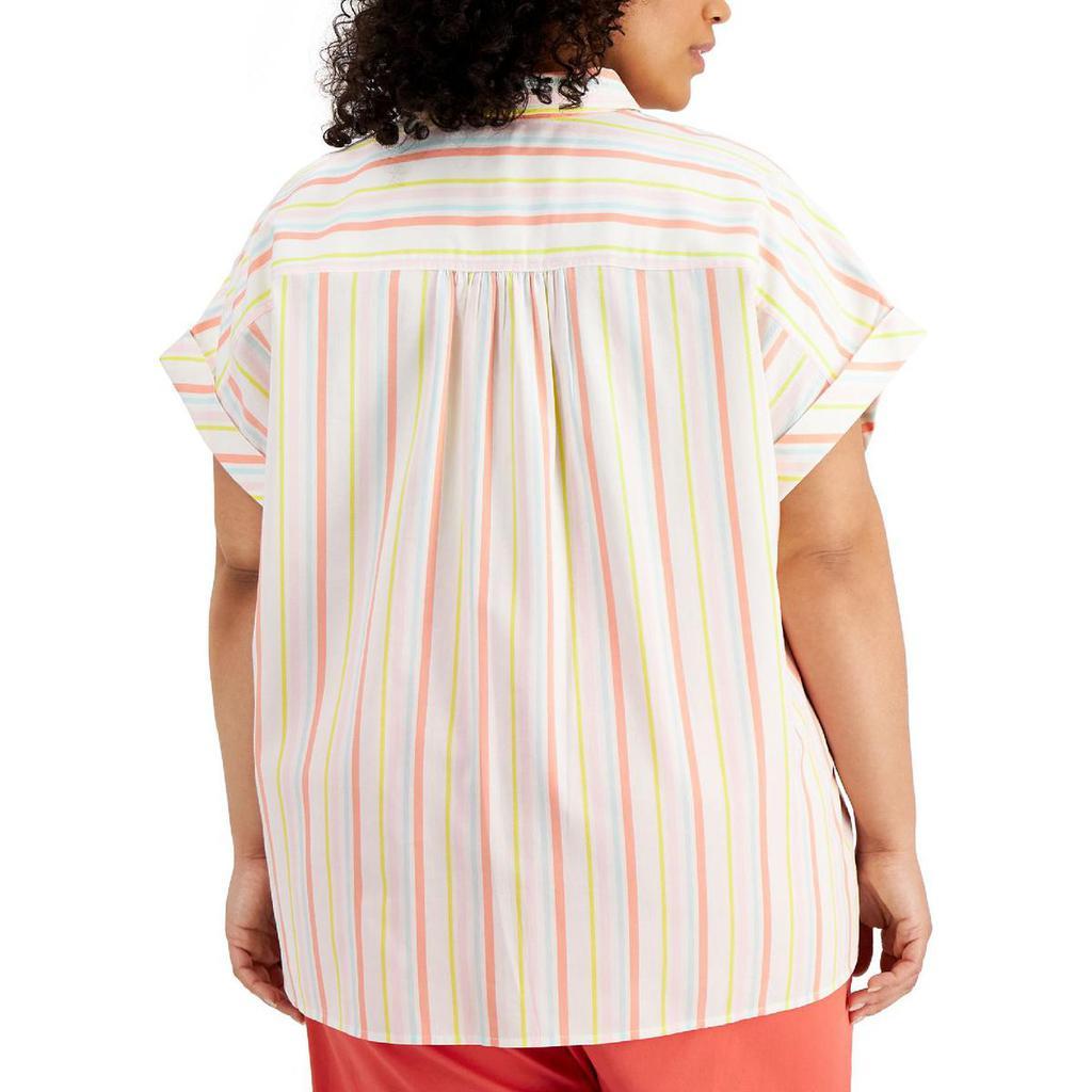 商品Tommy Hilfiger|Tommy Hilfiger Womens Plus Striped Button-Down Blouse,价格¥227,第4张图片详细描述
