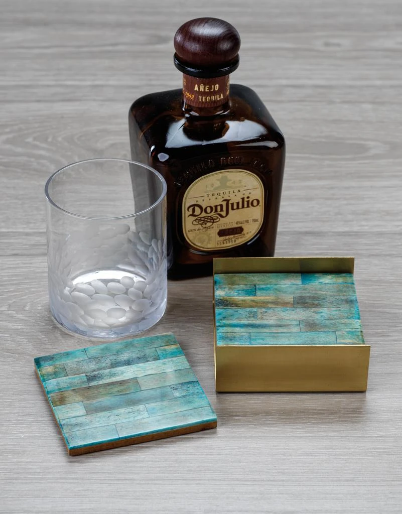 商品Zodax|Zel 4-Piece Set Coasters on Metal Tray,价格¥364,第3张图片详细描述