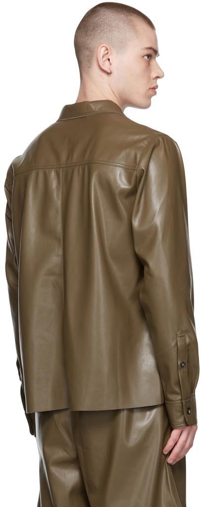 Khaki Meno Vegan Leather Shirt商品第3张图片规格展示