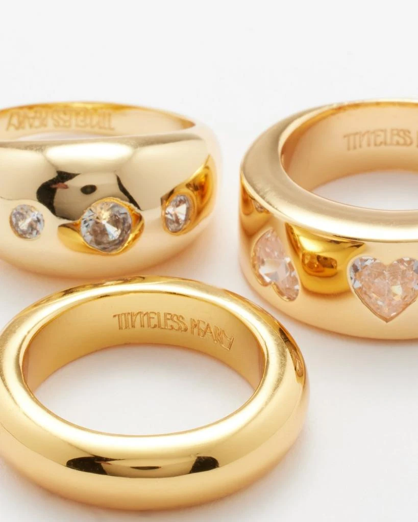 商品Timeless Pearly|Set of three crystal & 24kt gold-plated rings,价格¥2372,第4张图片详细描述