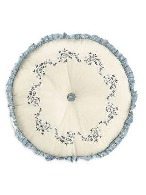 商品Modern Heirloom|Charlotte Floral Embroidered Ruffle Round Pillow,价格¥183,第1张图片