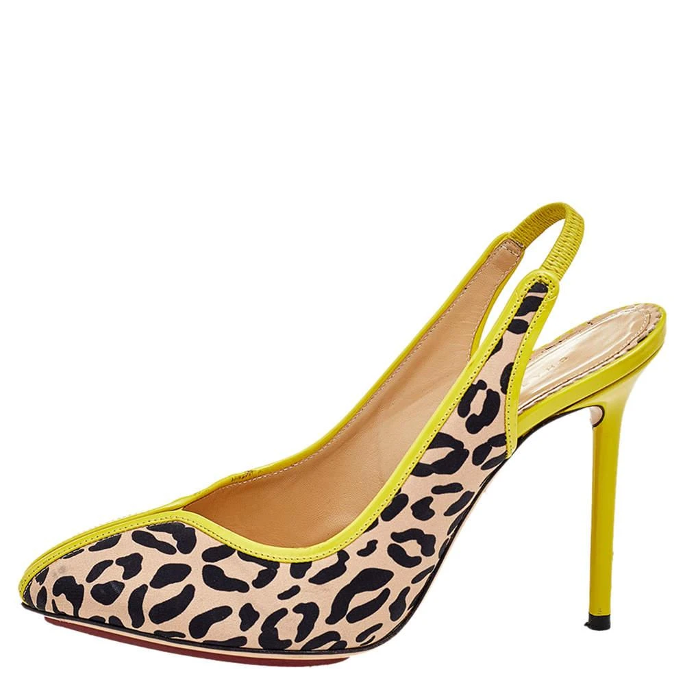 商品[二手商品] Charlotte Olympia|Charlotte Olympia Beige Leopard Print Fabric Slingback Sandals Size 37.5,价格¥1222,第2张图片详细描述