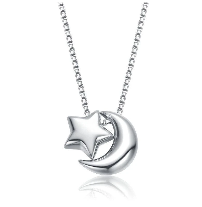 商品GigiGirl|White Gold Plated Star and Crescent Moon Pendant Necklace for Kids,价格¥704,第1张图片