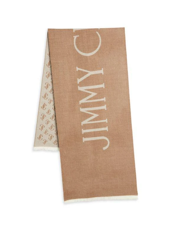 商品Jimmy Choo|Logo Fringe Virgin Wool Scarf,价格¥3600,第2张图片详细描述