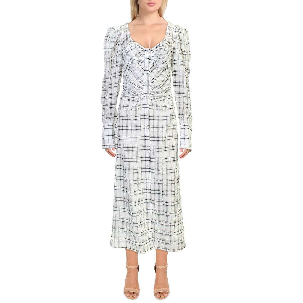 Prabal Gurung Womens Linen Plunging Maxi Dress商品第1张图片规格展示