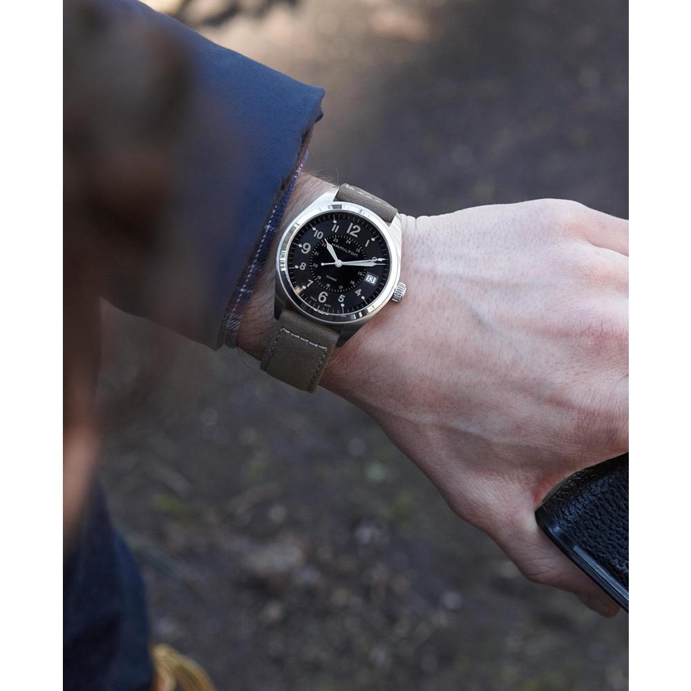 Men's Swiss Khaki Field Tan Leather Strap Watch 40mm H68551833商品第3张图片规格展示