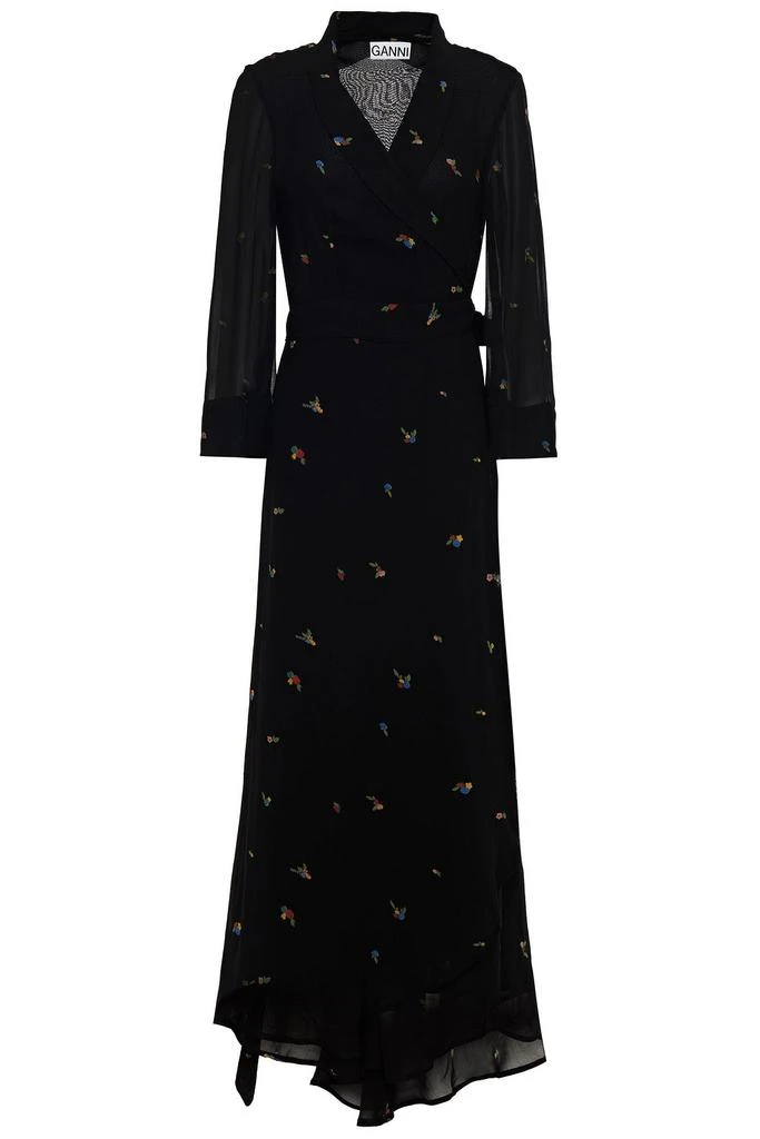 商品Ganni|Floral-print georgette midi wrap dress,价格¥1060,第3张图片详细描述