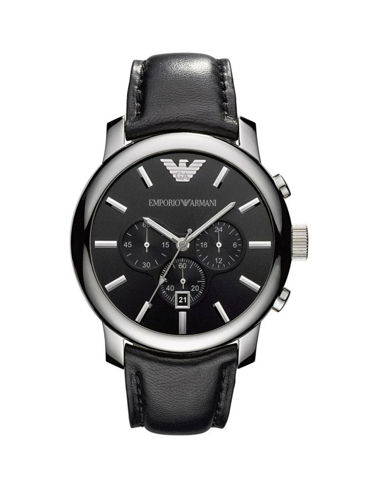 商品Emporio Armani|Stainless Steel & Leather-Strap Chronograph Watch,价格¥1412,第1张图片