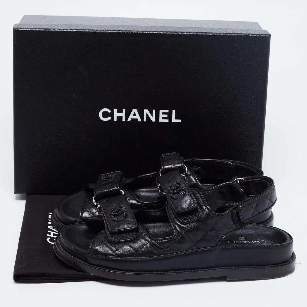 Chanel Black Leather Dad Slingback Sandals Size 37 商品
