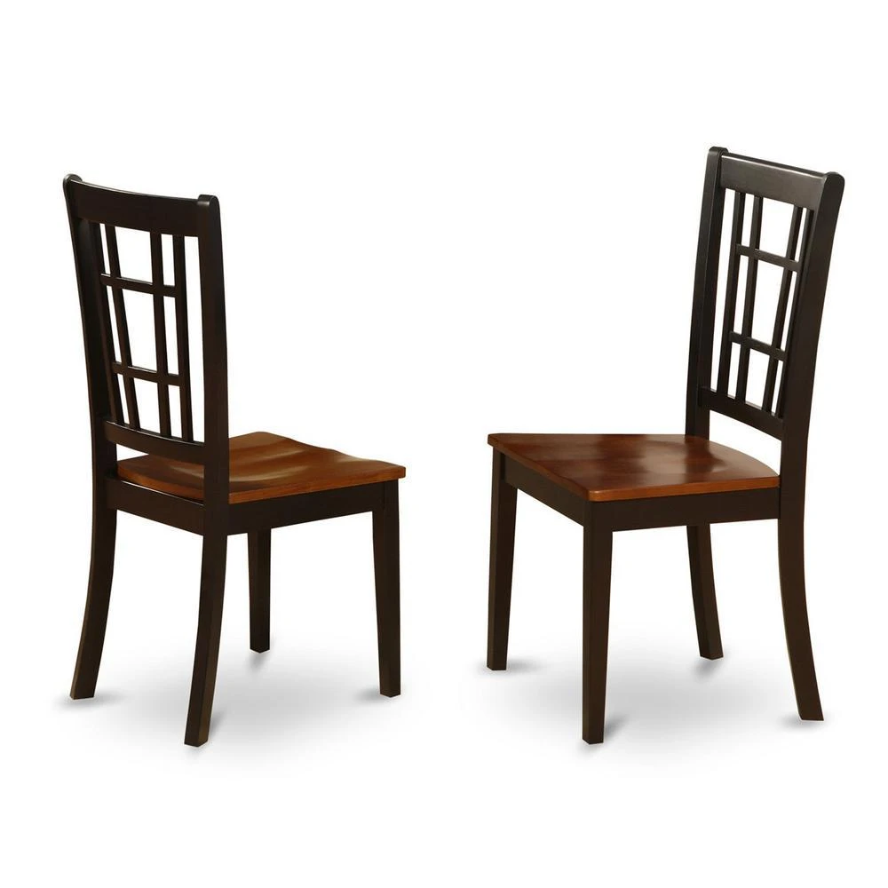 商品East West Furniture|3  PC  Dining  Table  with  2  Wood  Chairs  in  Black  and  Cherry,价格¥3353,第4张图片详细描述