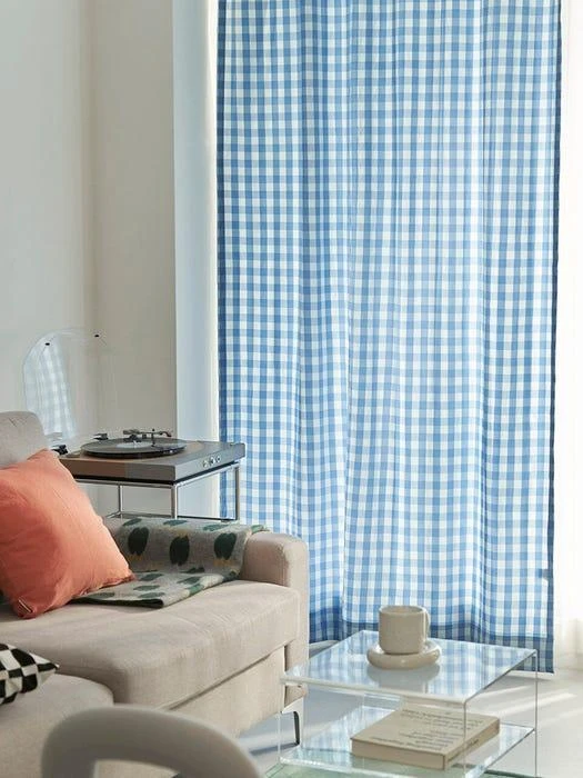 商品DECOVIEW|Sunday Blue Check Cotton Curtain,价格¥461,第3张图片详细描述