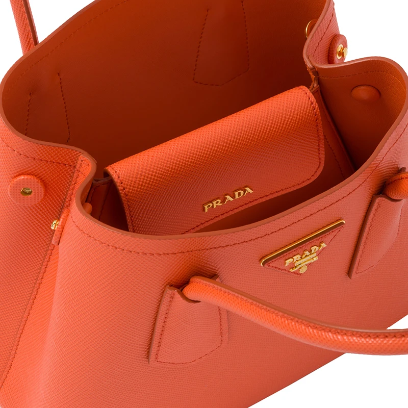 PRADA/普拉达 22新款 Prada Double系列 女士mini橙色saffiano皮革金扣徽标单肩斜跨手提包1BG443_2A4A_F0049_V_XOO 商品