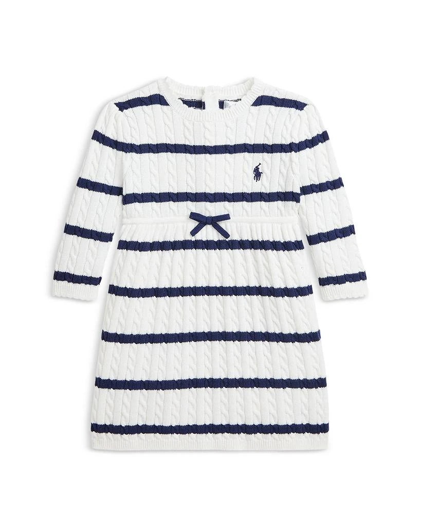 商品Ralph Lauren|Polo Girls' Striped Cable-Knit Cotton Sweater Dress - Baby,价格¥501,第1张图片