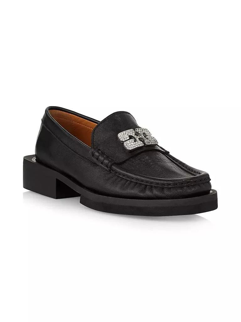 35MM Rhinestone-Embellished Leather Loafers 商品
