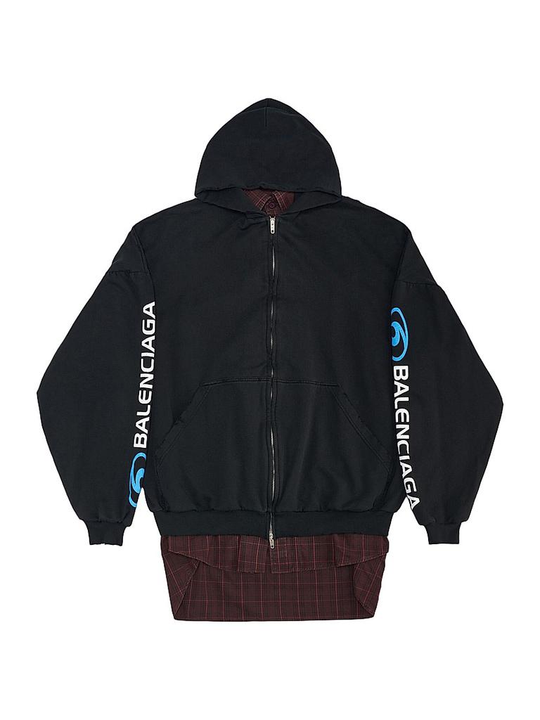 Balenciaga Surfer Layered Zip-Up Hoodie - Hoodies - Free Shipping