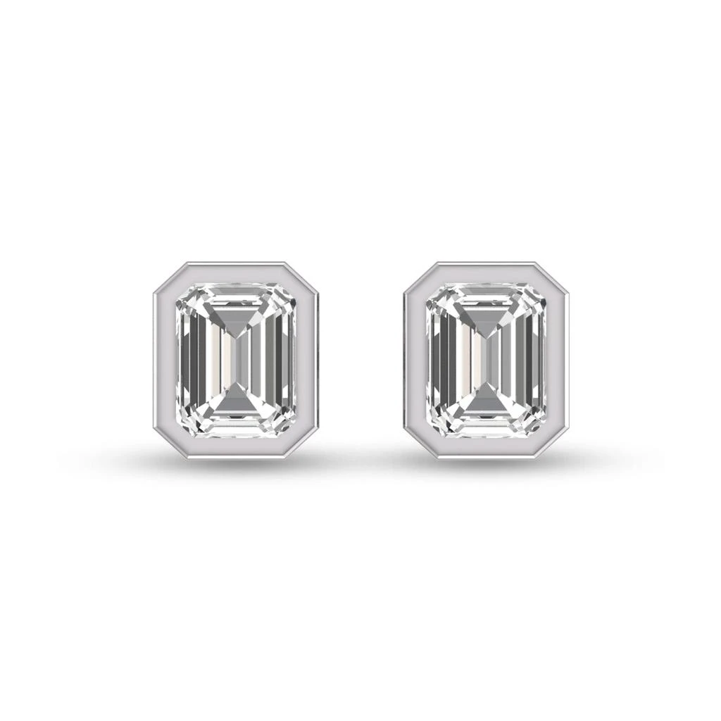 商品Lab Grown Diamonds|Lab Grown 1/4 CTW Emerald Bezel Set Diamond Solitaire Earrings in 14K White Gold,价格¥4250,第1张图片