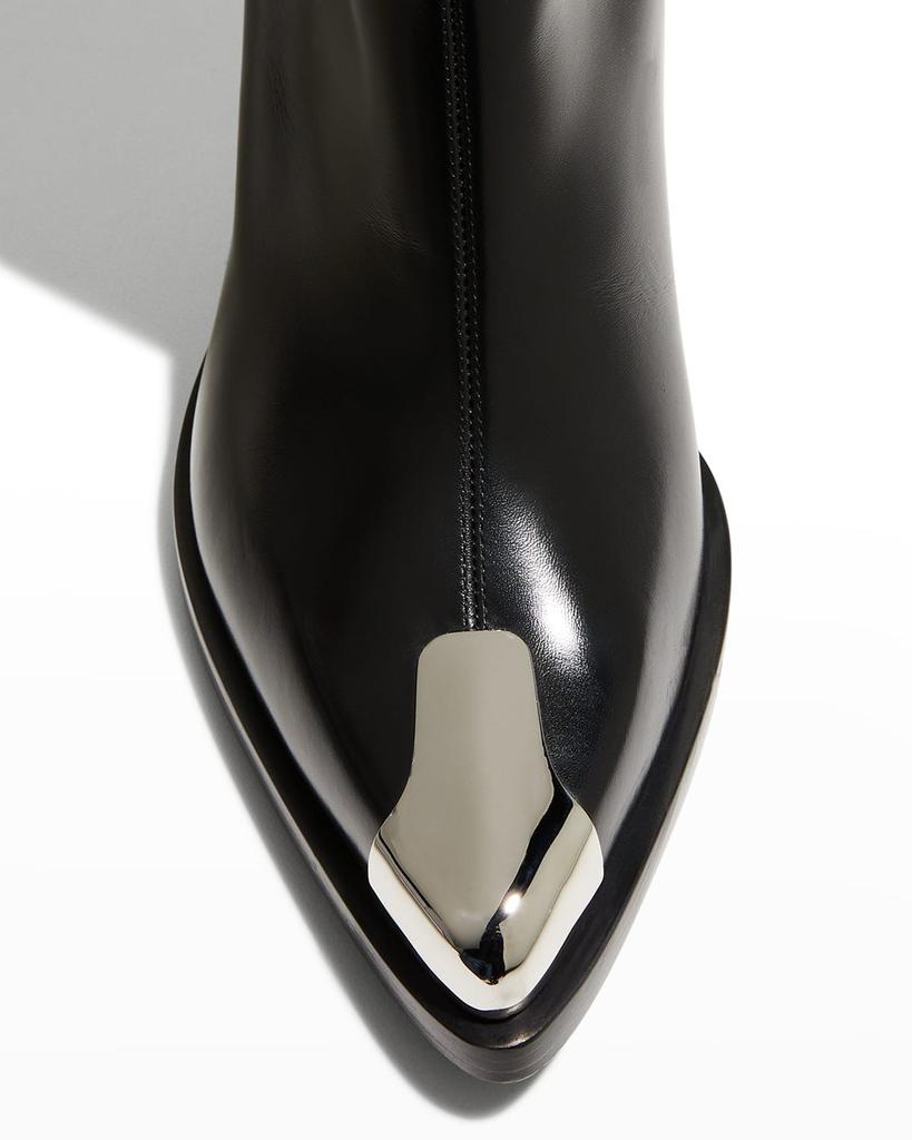 商品Alexander McQueen|Boxcar Calfskin Cap-Toe Ankle Booties,价格¥8557,第7张图片详细描述