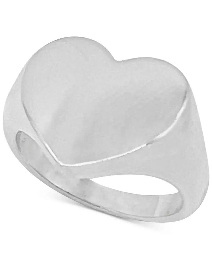 商品ADORNIA|Rhodium-Plated Heart Signet Statement Ring,价格¥183,第1张图片