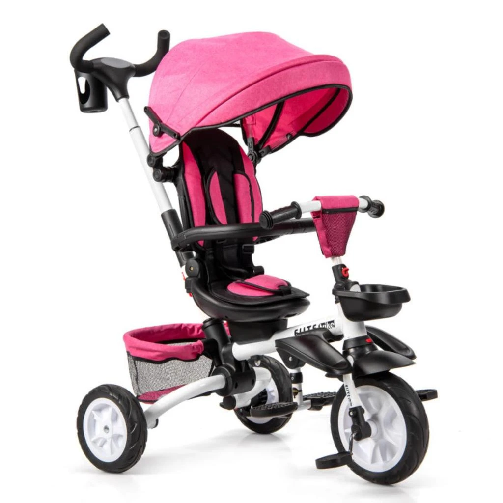 商品Hivvago|6-in-1 Detachable Kids Baby Stroller Tricycle with Canopy and Safety Harness-Blue,价格¥1055,第3张图片详细描述