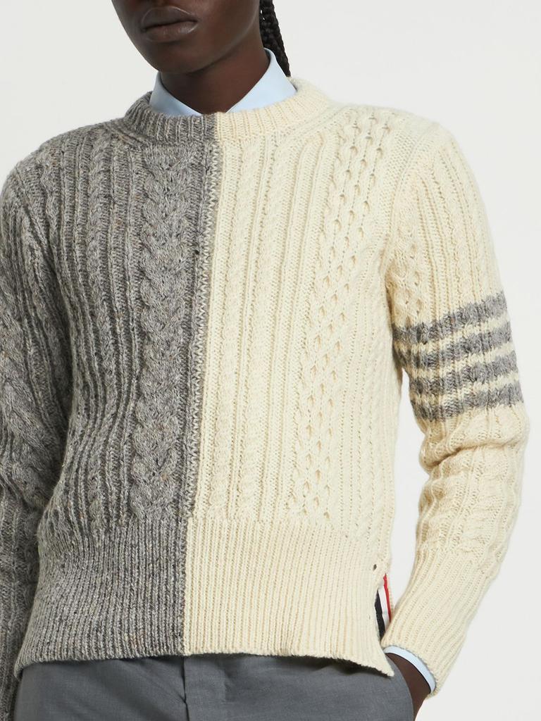 商品Thom Browne|Aaran Cable Knit Sweater W/ 4 Bar,价格¥5525,第4张图片详细描述