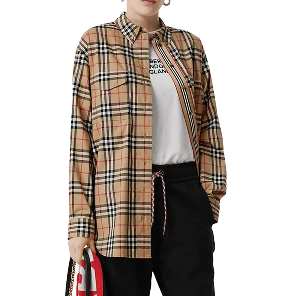 BURBERRY 博柏利 经典格纹弹力棉质女士衬衫 8022285 商品