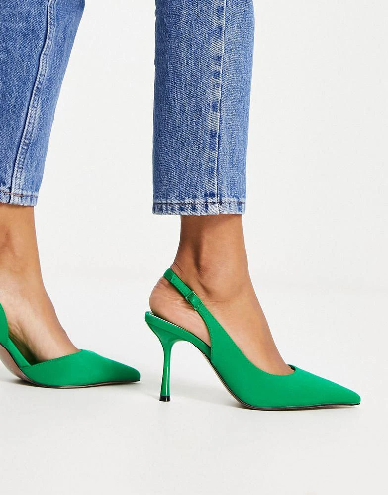商品ASOS|ASOS DESIGN Simmer slingback stiletto mid shoes in green,价格¥220,第3张图片详细描述