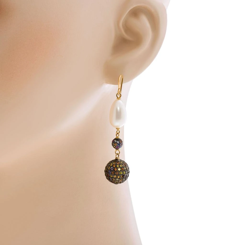 商品Zydo|Zydo 18K Yellow Gold, Multicolored Sapphire 17.40ct. Tw. And 9.5mm Baroque Pearl Drop Earrings,价格¥6042,第2张图片详细描述