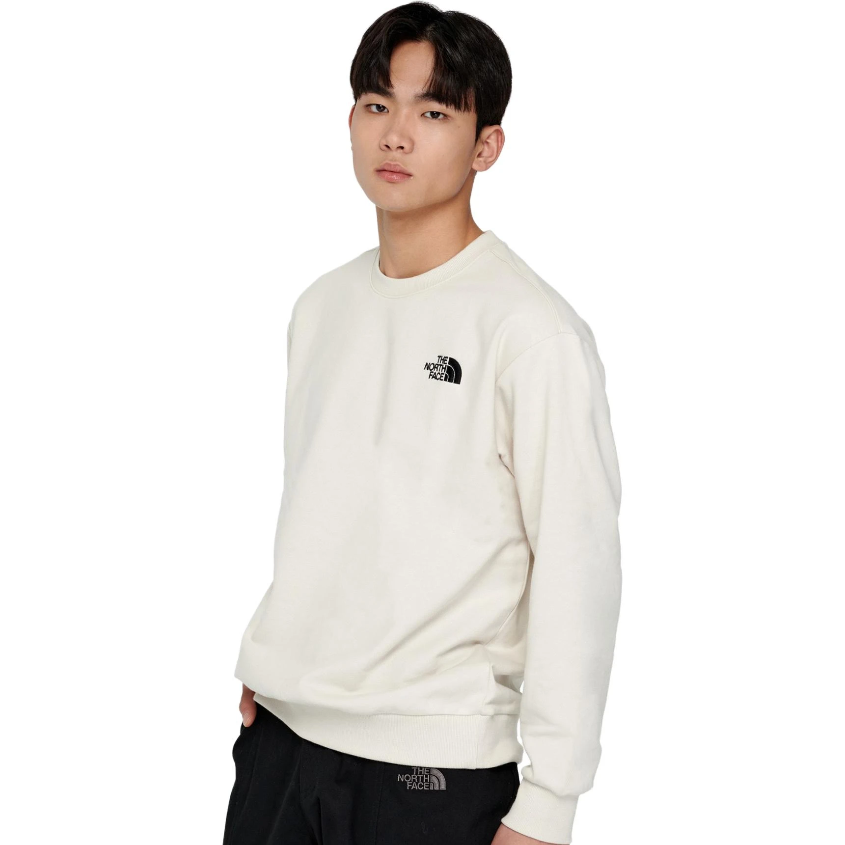 商品[国内直发] The North Face|北面 Logo印花纯色圆领套头卫衣 男女同款 米色,价格¥569,第5张图片详细描述