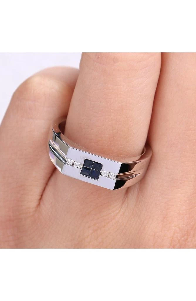 商品DELMAR|Men's Sterling Silver Blue Sapphire & Diamond Square Ring - 0.05 ctw.,价格¥1124,第3张图片详细描述