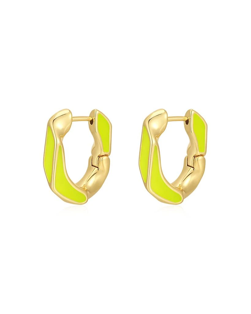 商品Luv AJ|Pave Cuban Link Hoops- Neon Yellow- Gold,价格¥183,第1张图片