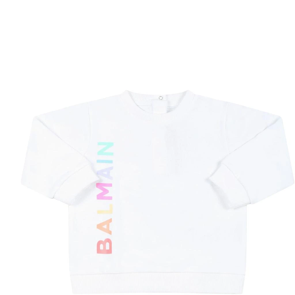 商品Balmain|White Sweatshirt For Babies With Colorful Logo,价格¥1361,第1张图片