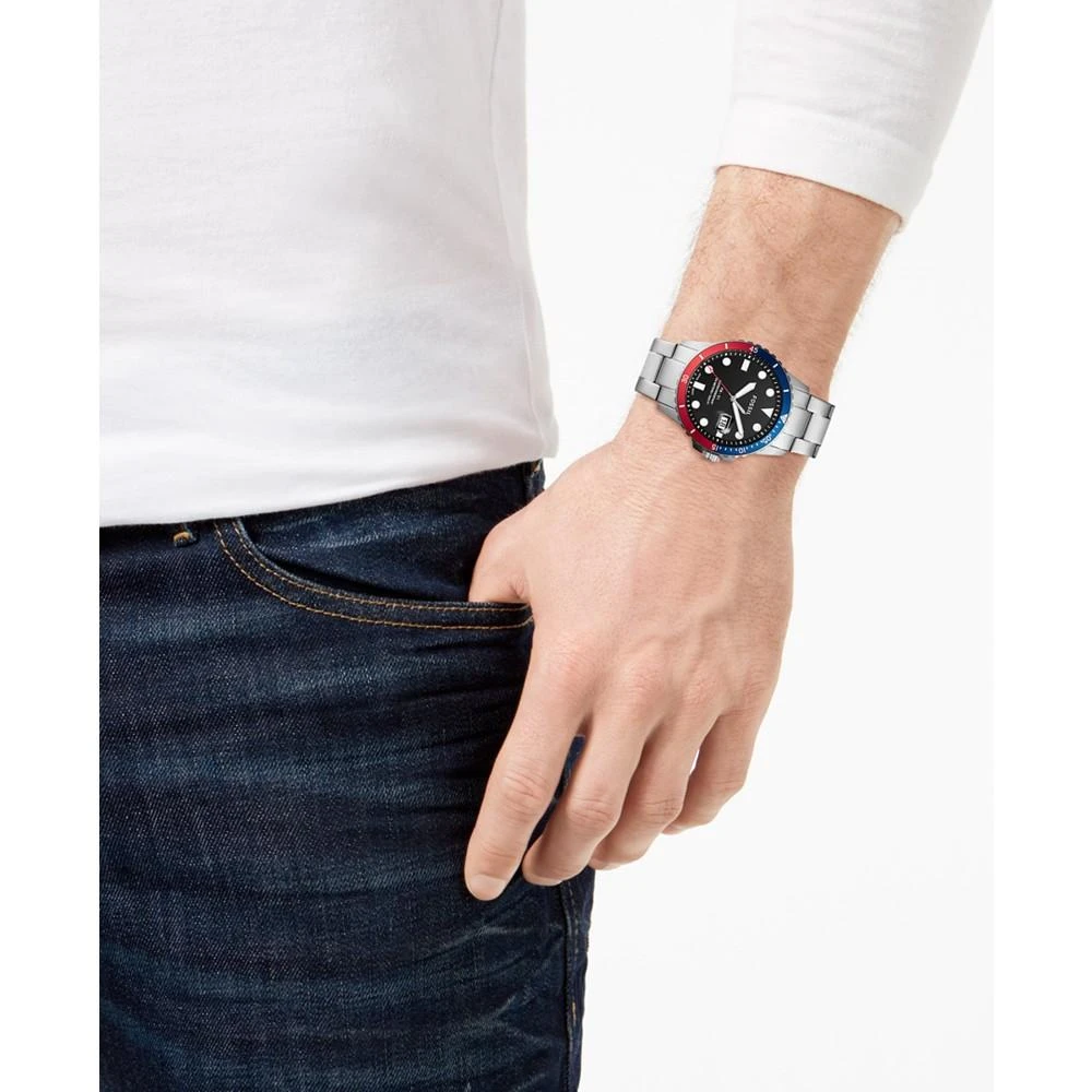 商品Fossil|Men's Blue Diver Stainless Steel Bracelet Watch 42mm,价格¥681,第4张图片详细描述