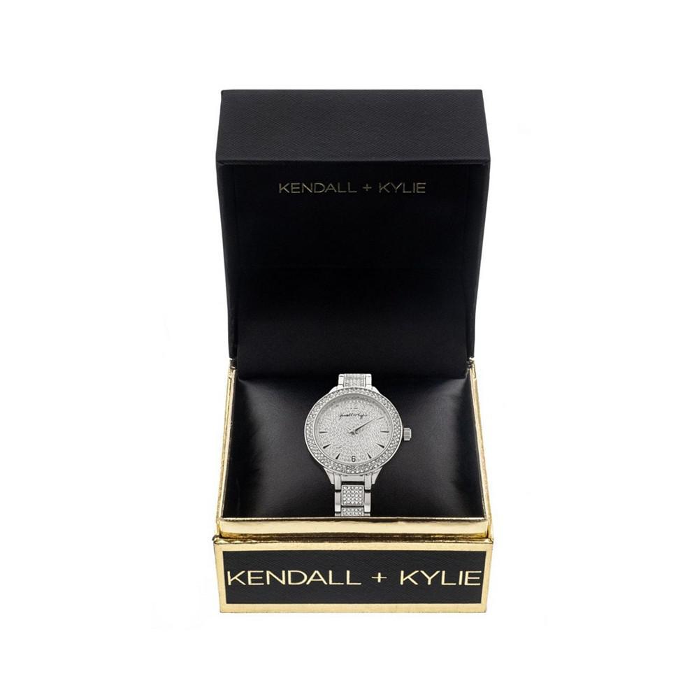 商品KENDALL & KYLIE|Women's Silver Tone Crystal Embellished Stainless Steel Strap Analog Watch 40mm,价格¥279,第4张图片详细描述
