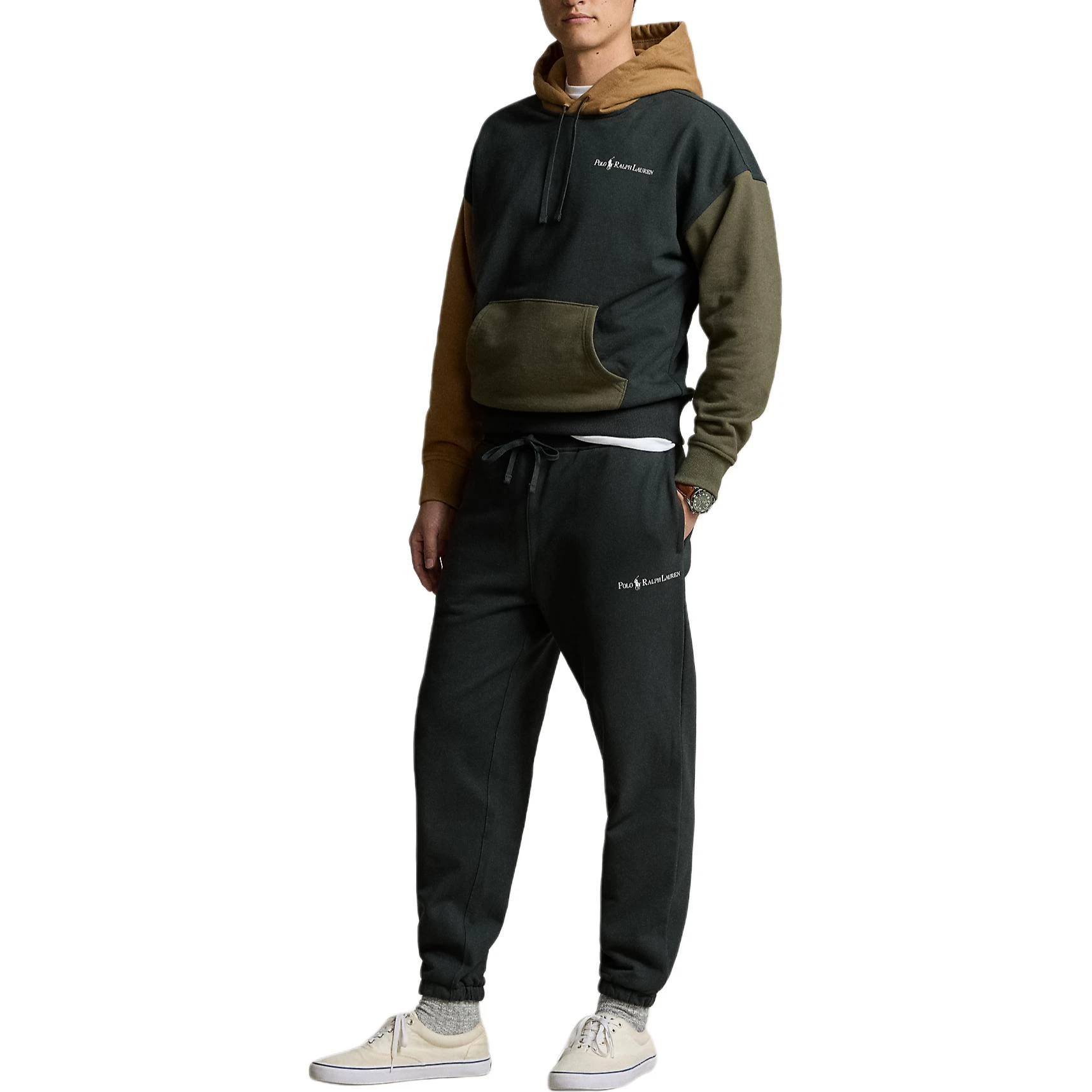 商品[国内直发] Ralph Lauren|SS24 纯色Logo字母图案宽松针织运动裤 男款 做旧黑,价格¥2290,第5张图片详细描述