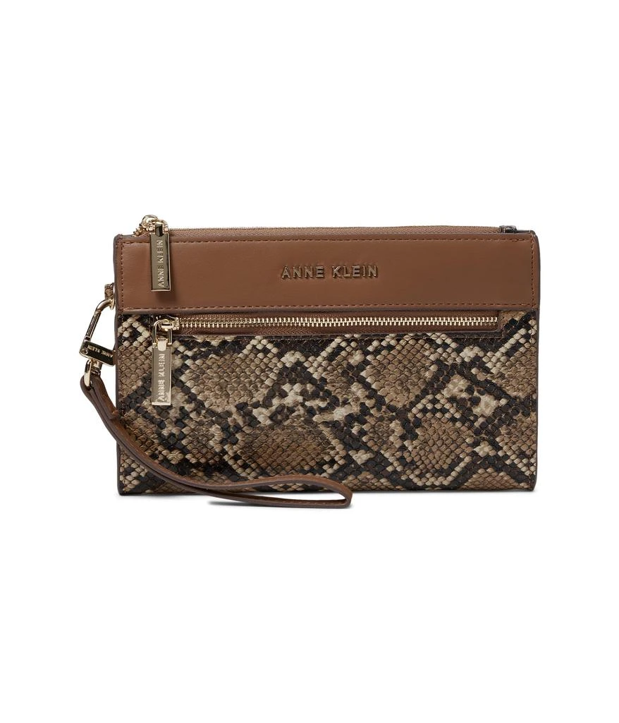 商品Anne Klein|Snake Trimmed Zip Clutch Wristlet,价格¥155,第1张图片
